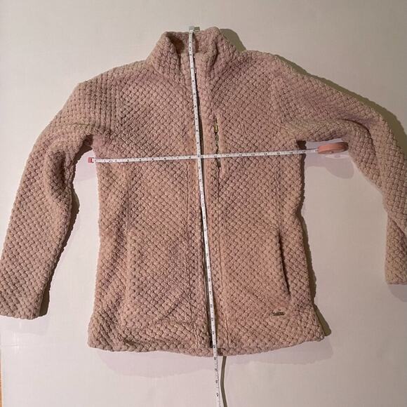 Calvin Klein Blush, Pale, Petal Pink Chunky Textured  Fleece Zip Up Jacket, XS - Picture 7 of 10